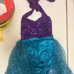 Girls Sparkle Mermaid Costume Dress in Teal and Purple